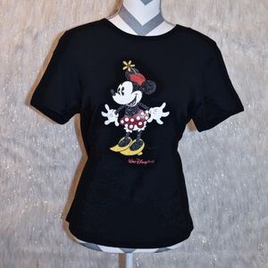 XL Brand New Sparkly Minnie Mouse Black Top